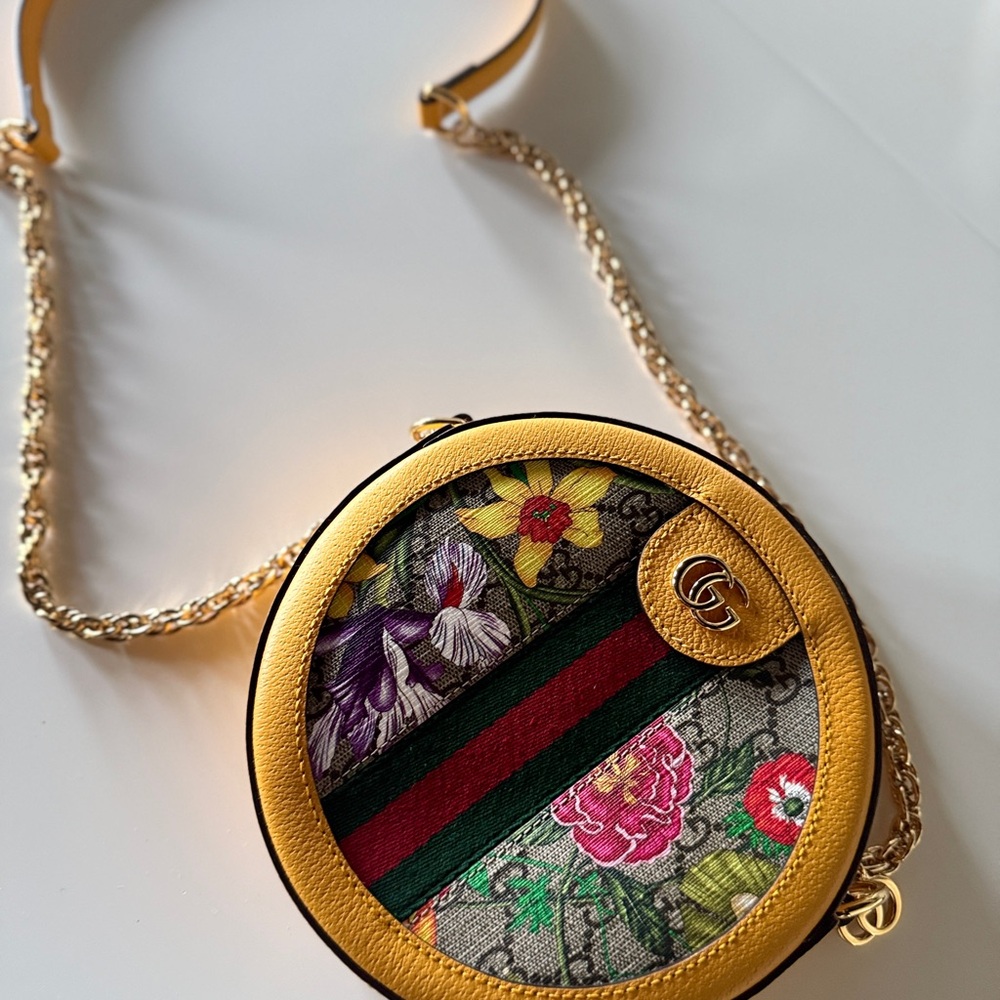 Gucci Gold Floral Round Shoulder Bag